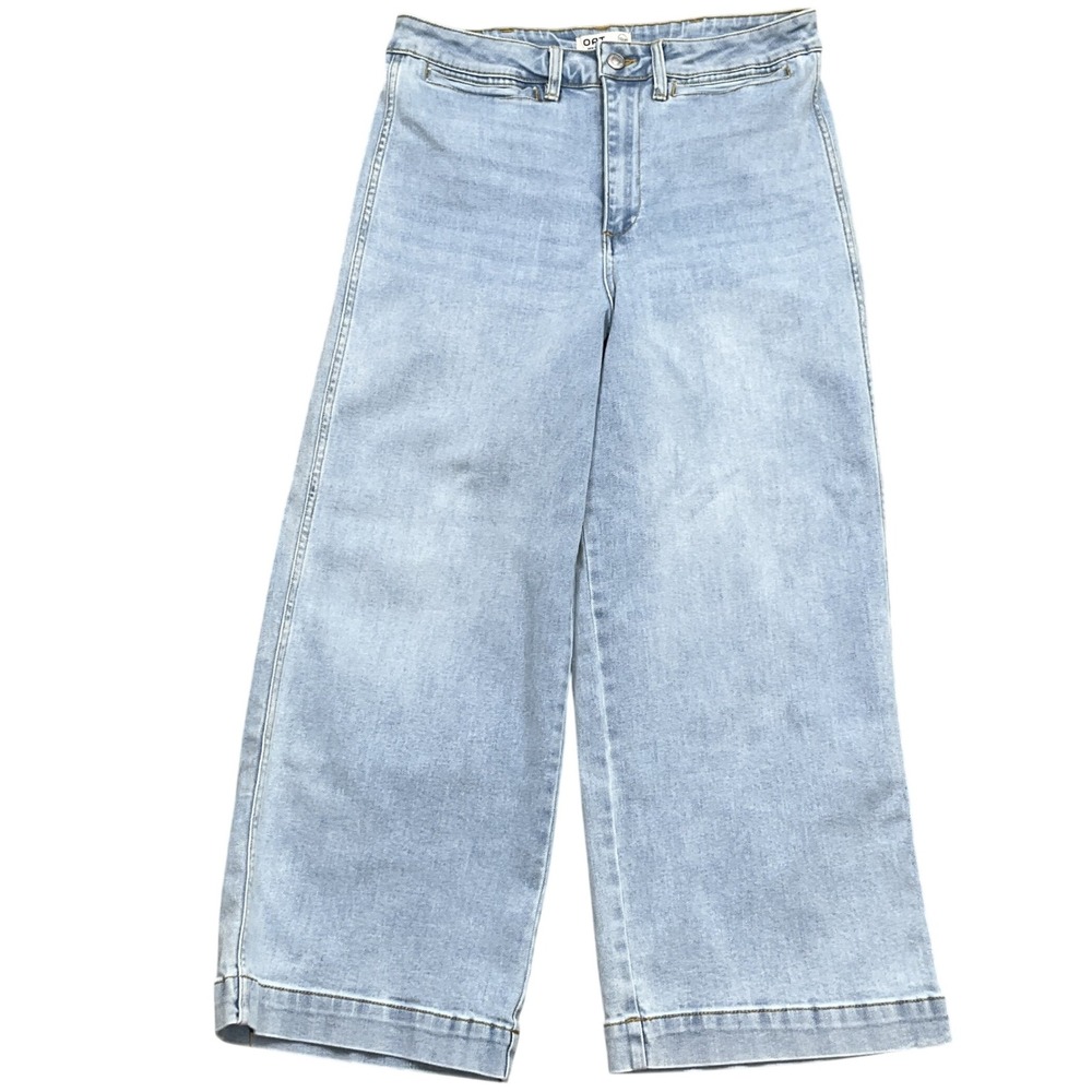 OAT New York‎ Jeans Women 10/30 Blue Wide Leg Crop High Rise Denim  Y2K Skater